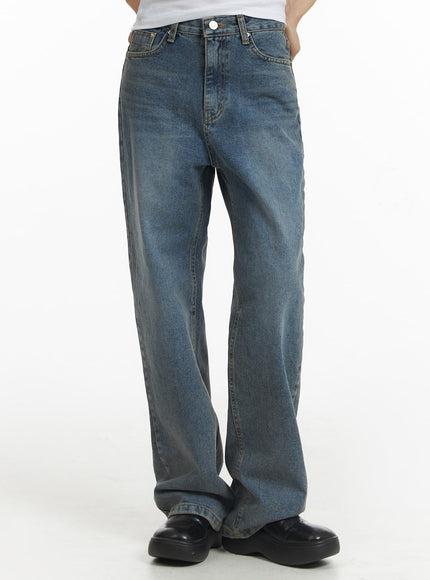 washed-straight-leg-jeans-cf401 / Blue