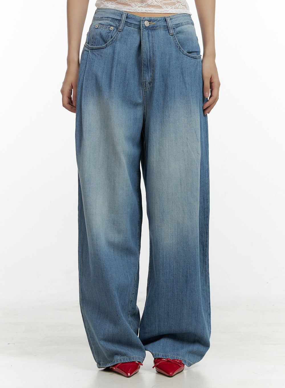 washed-baggy-jeans-cl410 / Blue