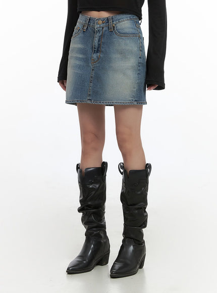 classic-washed-denim-mini-skirt-cs430 / Blue