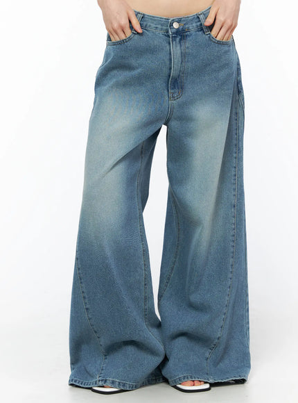zaya-seam-detail-wide-leg-jeans-cu511 / Blue