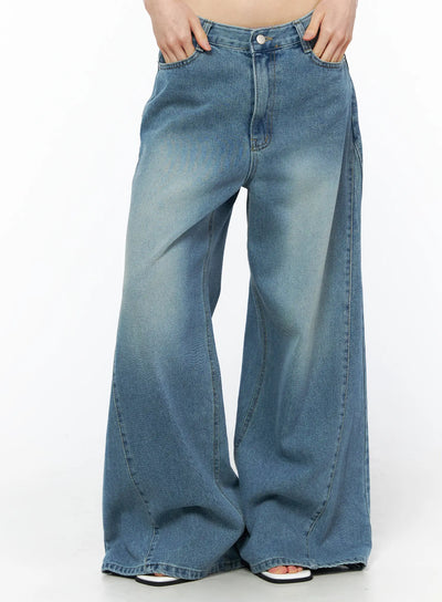 zaya-seam-detail-wide-leg-jeans-cu511 / Blue