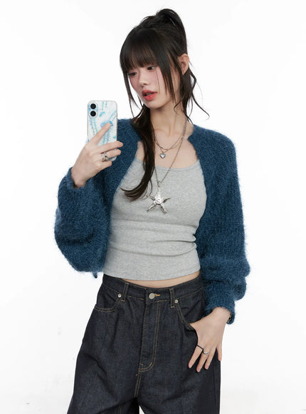 fluffy-bolero-knit-cardigan-cg518 / Blue