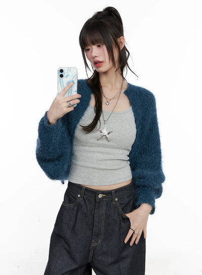 fluffy-bolero-knit-cardigan-cg518 / Blue