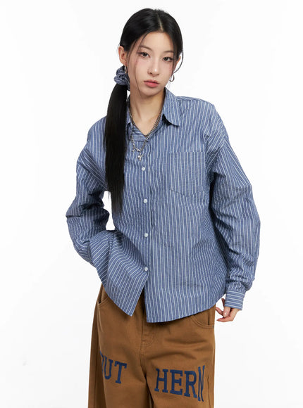 relaxed-fit-button-up-shirt-cc1109 / Blue