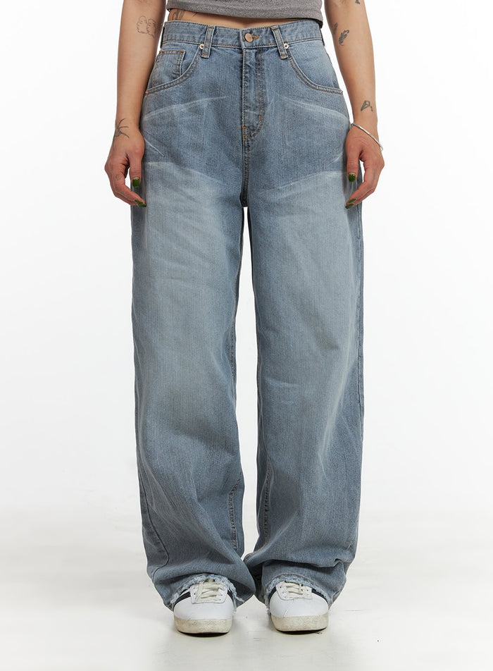 light-washed-denim-baggy-jeans-cy429 / Blue