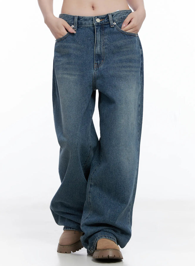 Amalia Wide Leg Vintage Washed Jeans CG529 - Acubi style | LEWKIN