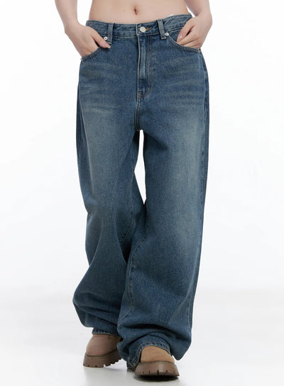 amalia-wide-leg-vintage-washed-jeans-cg529 / Blue