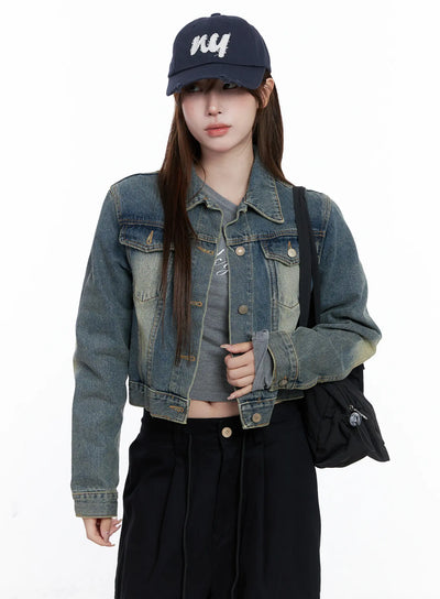 vintage-retro-washed-denim-jacket-cg529 / Blue