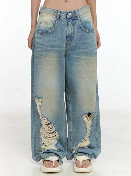 naeun-distressed-baggy-jeans-cl531 / Blue