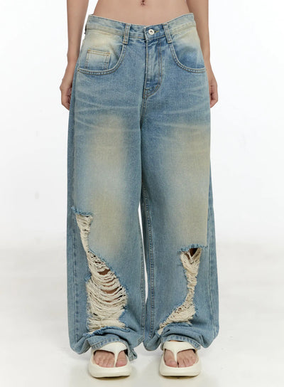 naeun-distressed-baggy-jeans-cl531 / Blue