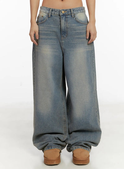 minj-vintage-wash-wide-leg-jeans-cd517 / Blue