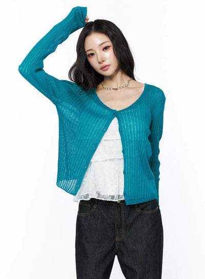 summer-ribbed-knit-cardigan-cu511 / Blue