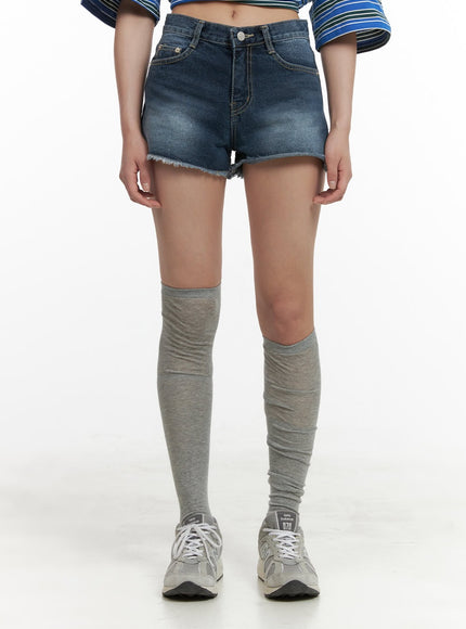 washed-denim-distressed-shorts-cy416 / Blue