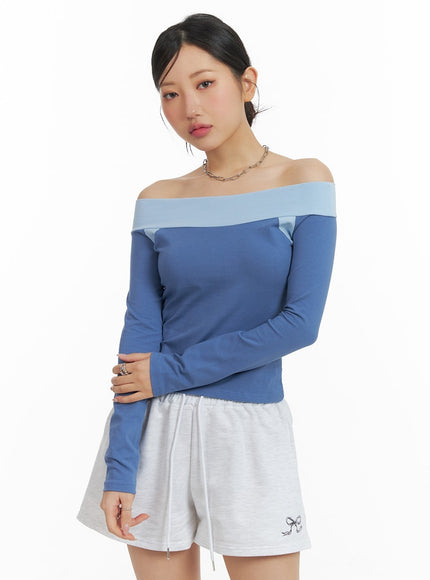 color-block-off-shoulder-top-cm420 / blue