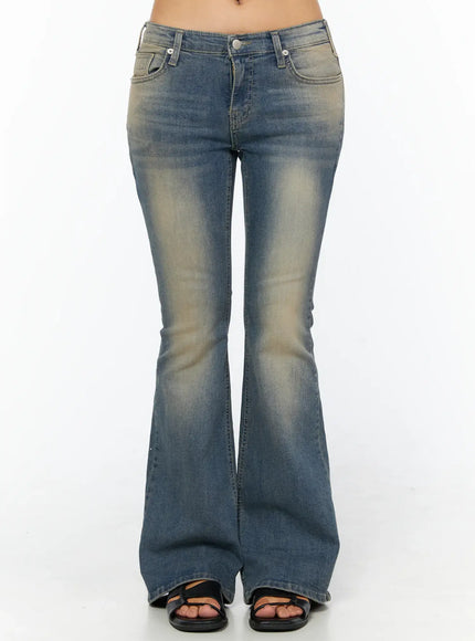 ren-vintage-wash-flare-jeans-cu517 / Blue