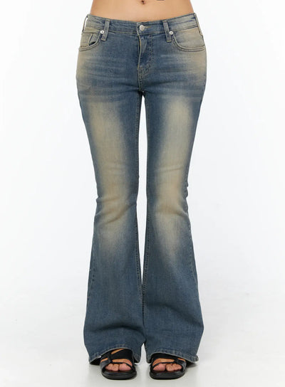 ren-vintage-wash-flare-jeans-cu517 / Blue
