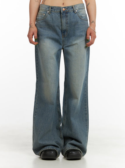 wide-washed-denim-jeans-cy429 / Blue