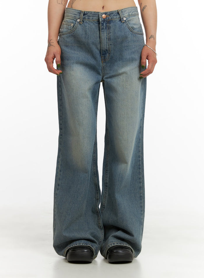 wide-washed-denim-jeans-cy429 / Blue