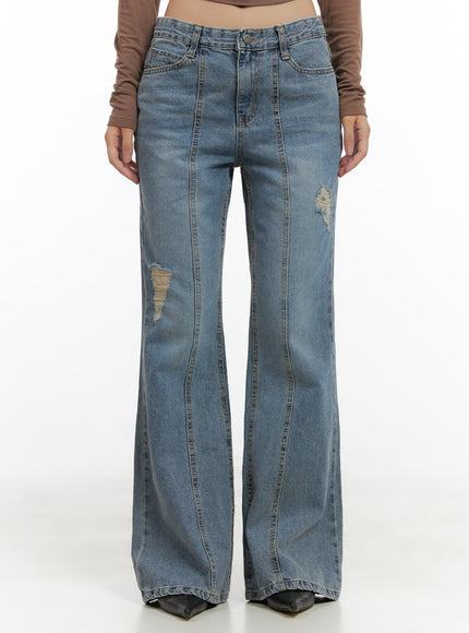 bianca-destroyed-stitch-bootcut-jeans-cg423 / Blue