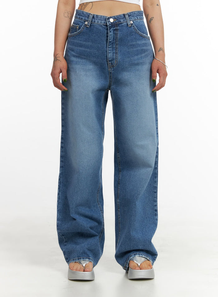 straight-wide-leg-jeans-cy429 / Blue