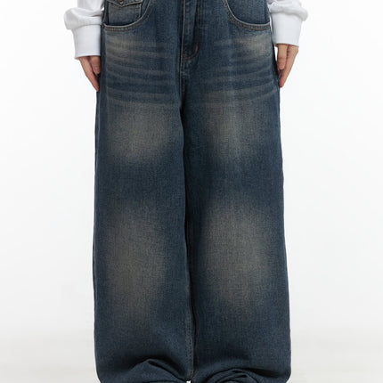 bria-washed-wide-jeans-co410 / Blue