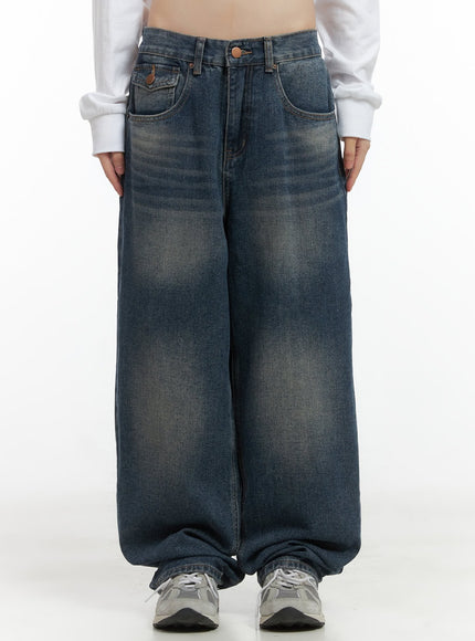 bria-washed-wide-jeans-co410 / Blue