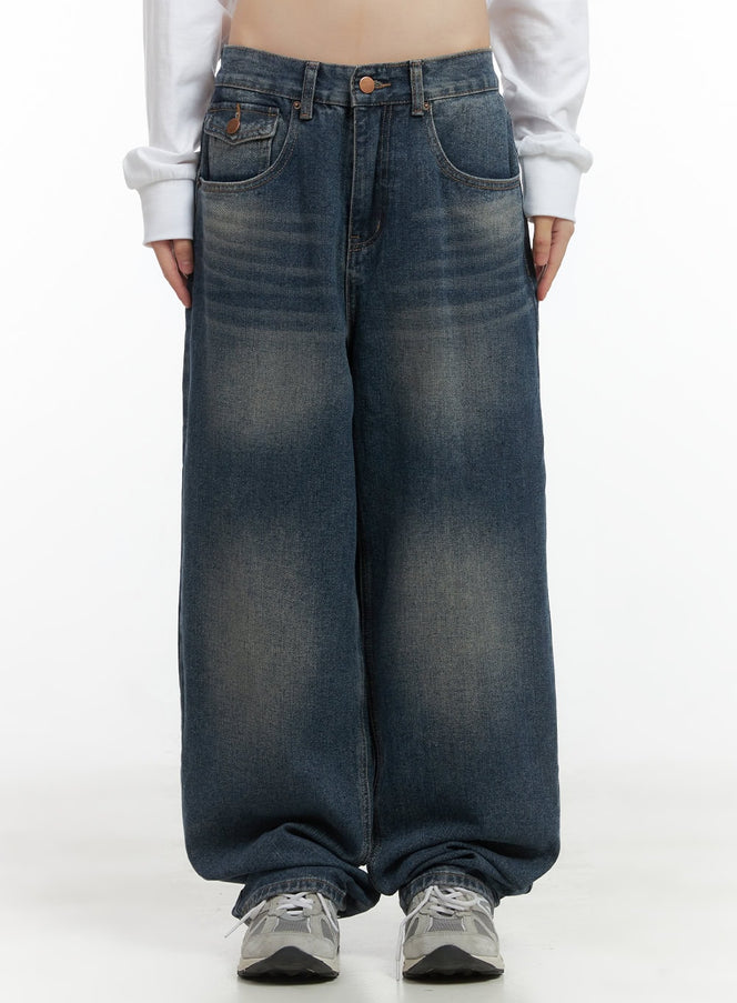 bria-washed-wide-jeans-co410 / Blue