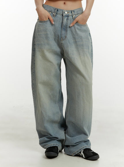 relaxed-baggy-washed-jeans-cy408 / Blue