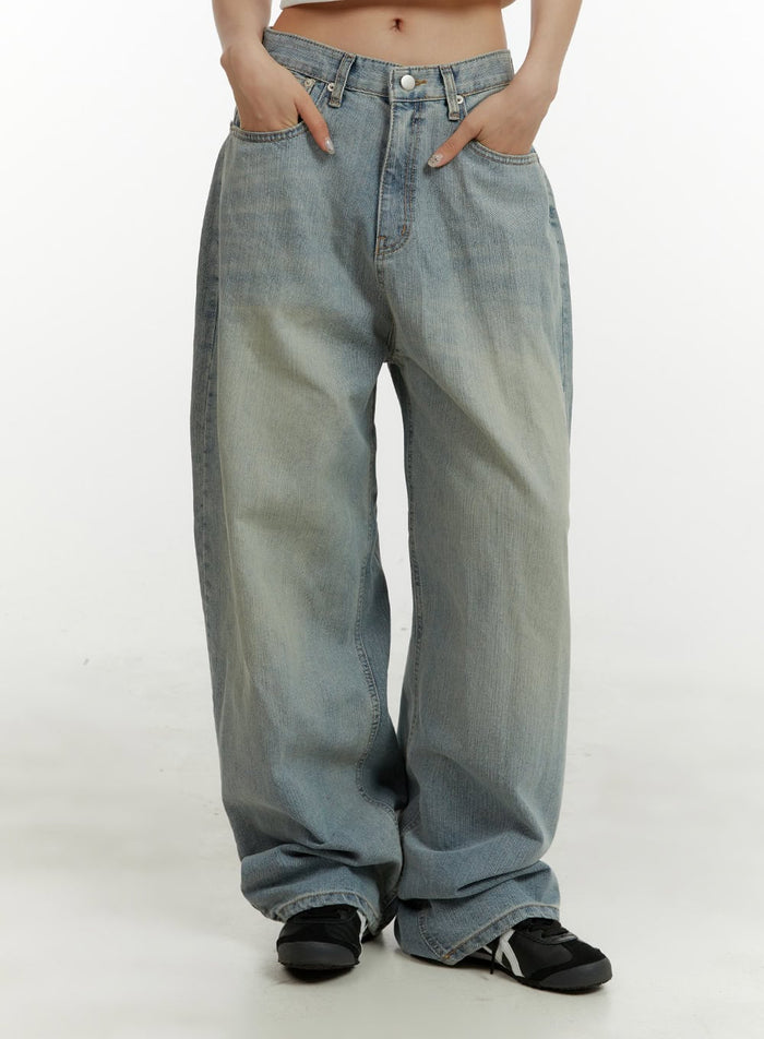 relaxed-baggy-washed-jeans-cy408 / Blue
