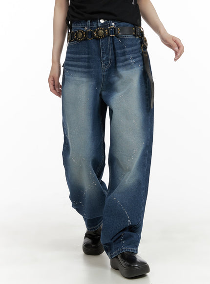 splash-paint-baggy-jeans-ca408 / Blue