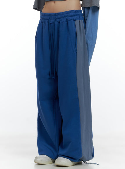 banded-mixed-color-nylon-sweatpants-cs420 / Blue