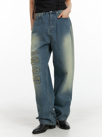 distressed-baggy-straight-jeans-cm413 / Blue