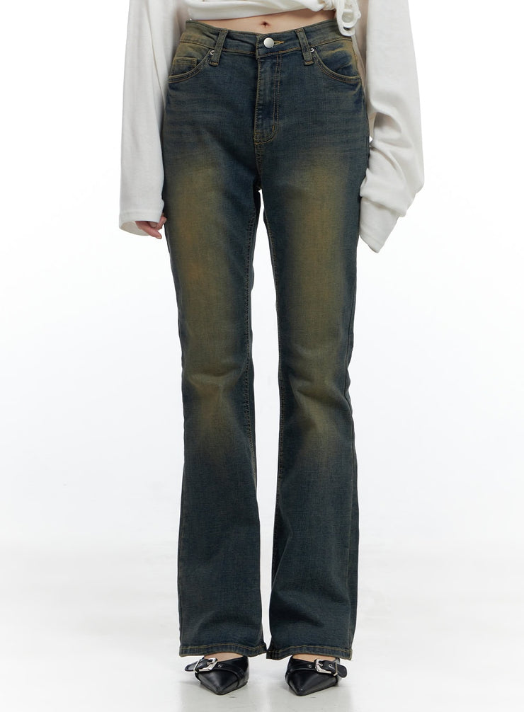 juno-yellow-slim-bootcut-denim-jeans-cs419 / Blue