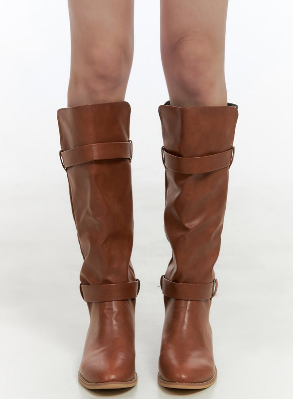 modern-chic-strap-knee-high-boots-cs412 / Brown