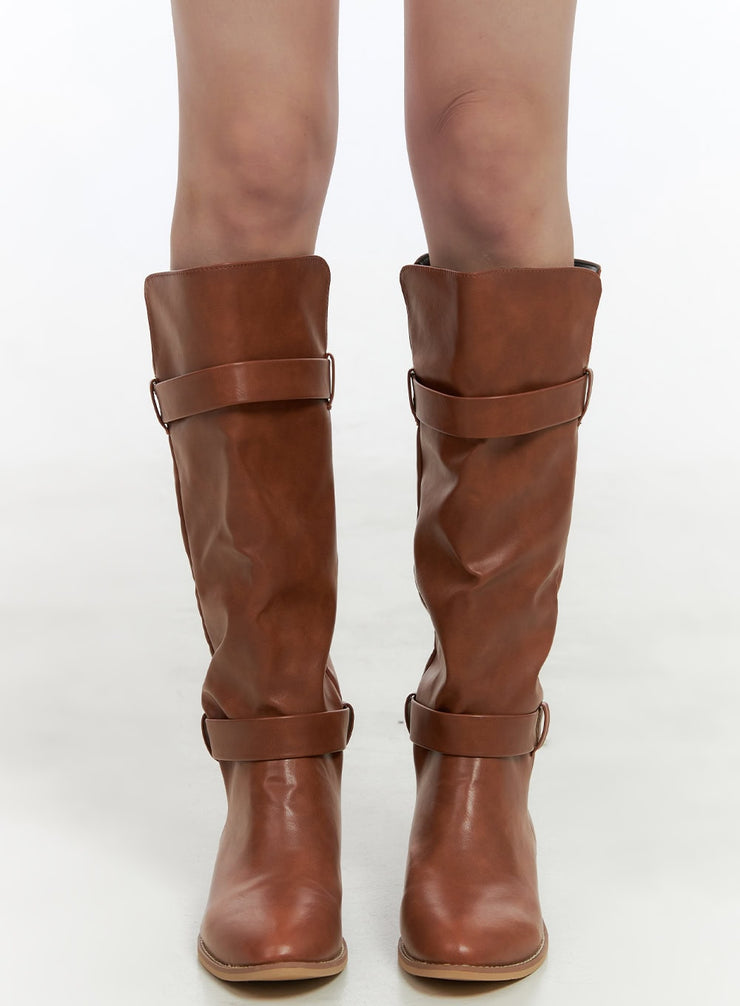 modern-chic-strap-knee-high-boots-cs412 / Brown