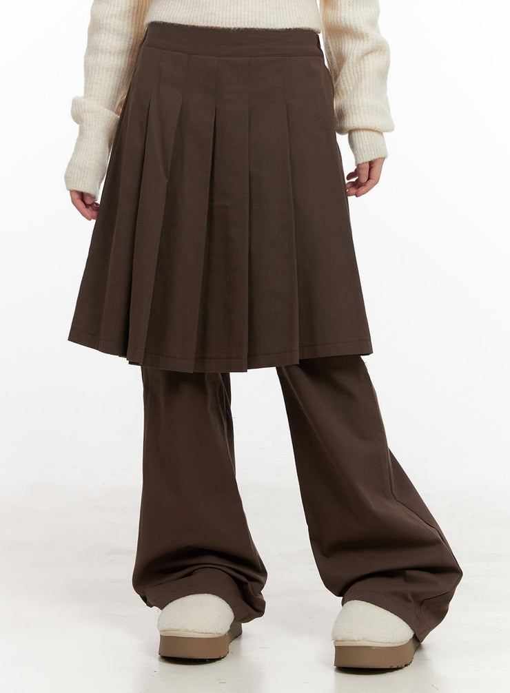 midi-skirt-over-pants-cj506 / Brown