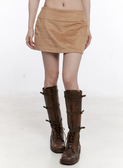 chic-suede-mini-skirt-co501 / Brown