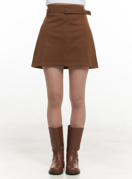 a-line-belted-suede-mini-skirt-cj515 / Brown