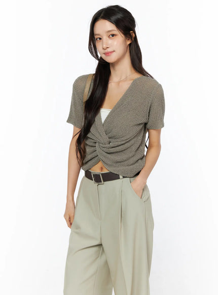 twist-detail-knit-short-sleeve-top-cu522 / Brown