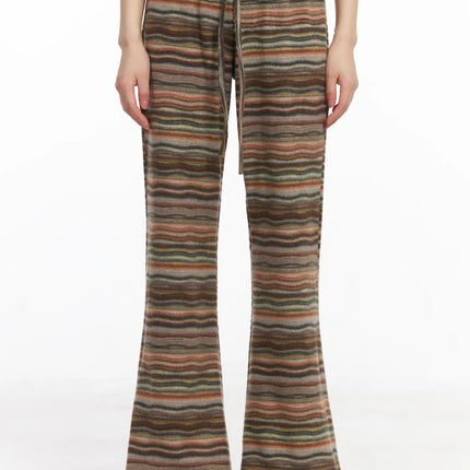 striped-flare-lounge-pants-cd531 / Brown
