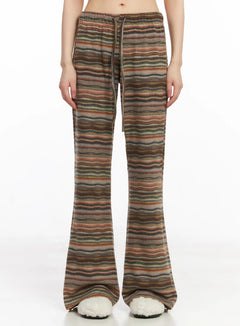 striped-flare-lounge-pants-cd531 / Brown