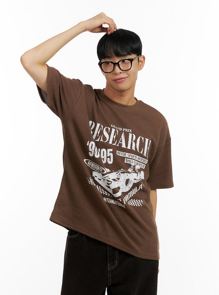 mens-comfy-graphic-print-t-shirt-cl429 / Brown