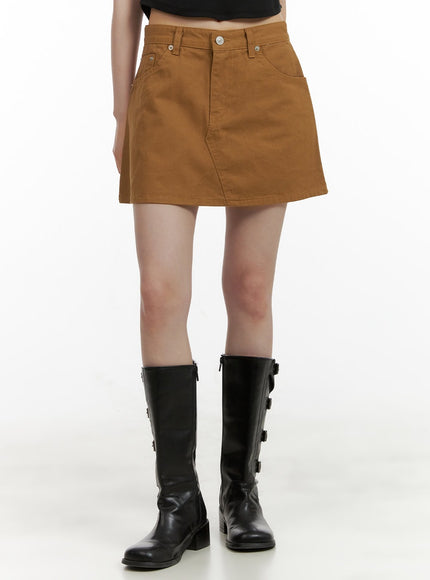 cotton-mini-skirt-cu410 / Brown