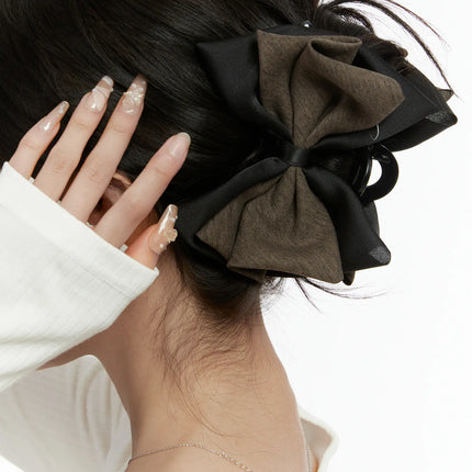 double-bow-claw-clip-cd514 / Brown