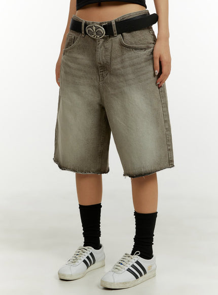 destroyed-hem-bermuda-jorts-cy409 / Brown