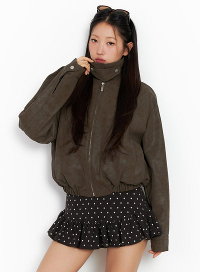 quilted-two-way-jacket-co514 / Brown