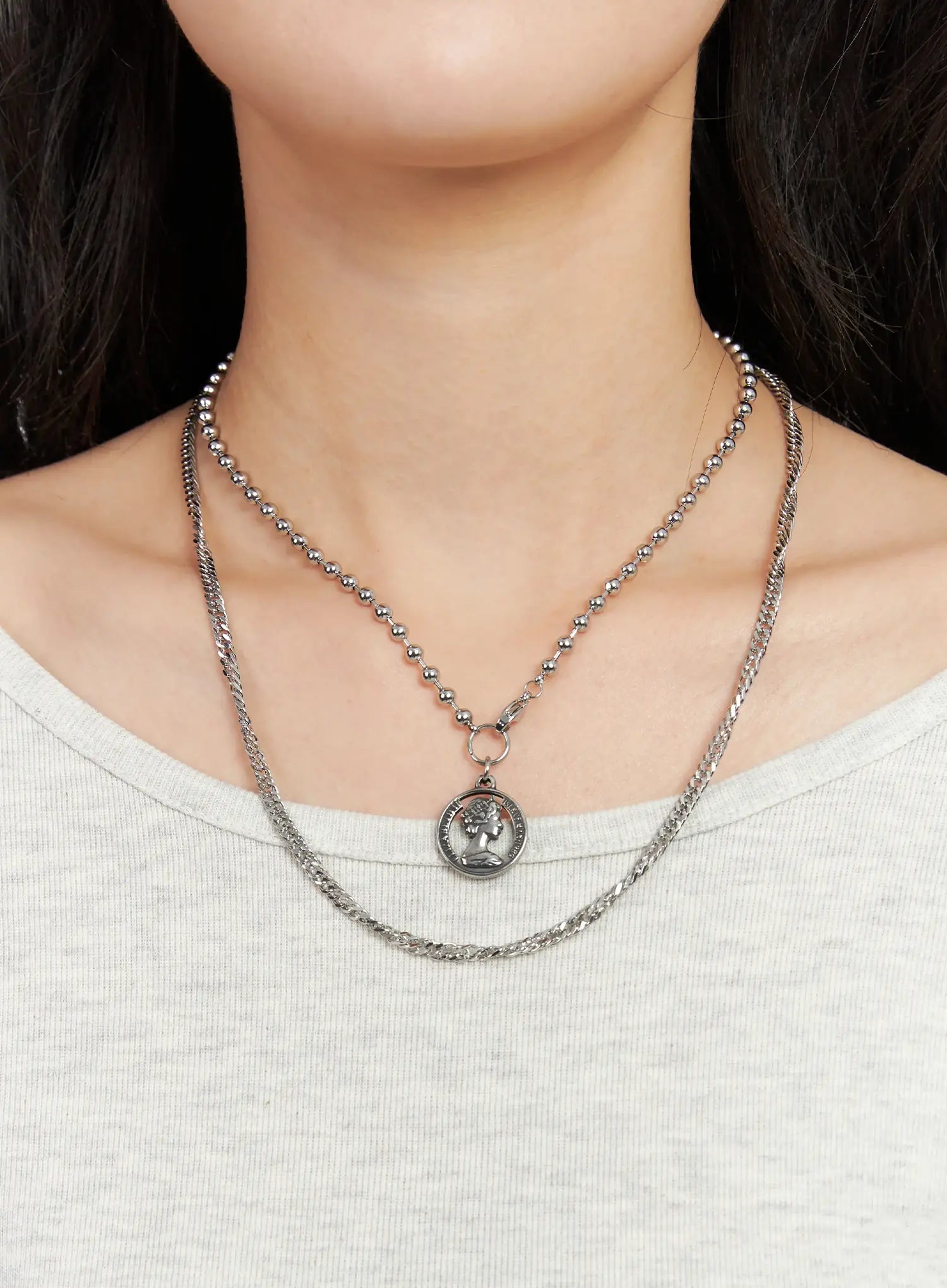 Double Layer Charm Necklace IN510