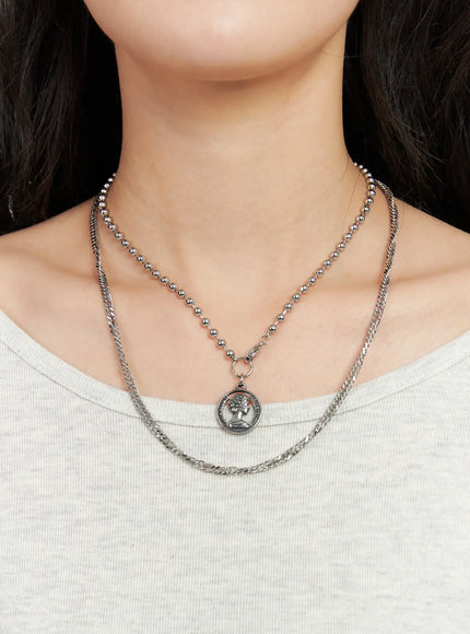 Double Layer Charm Necklace IN510