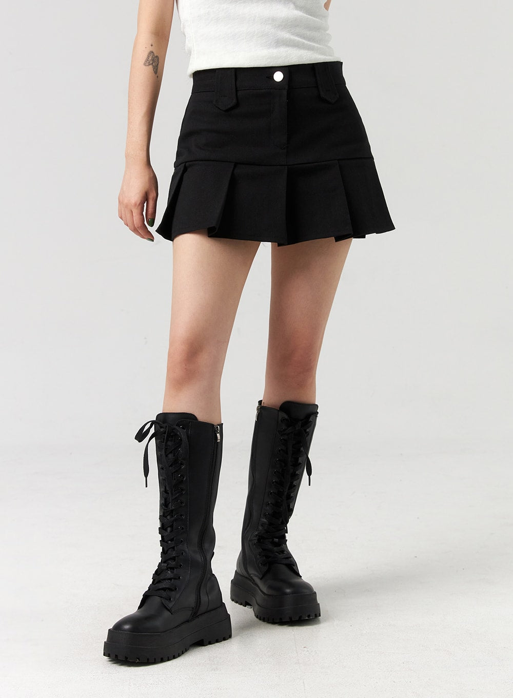 Faux Leather Flared Mini Skirt - Lewkin