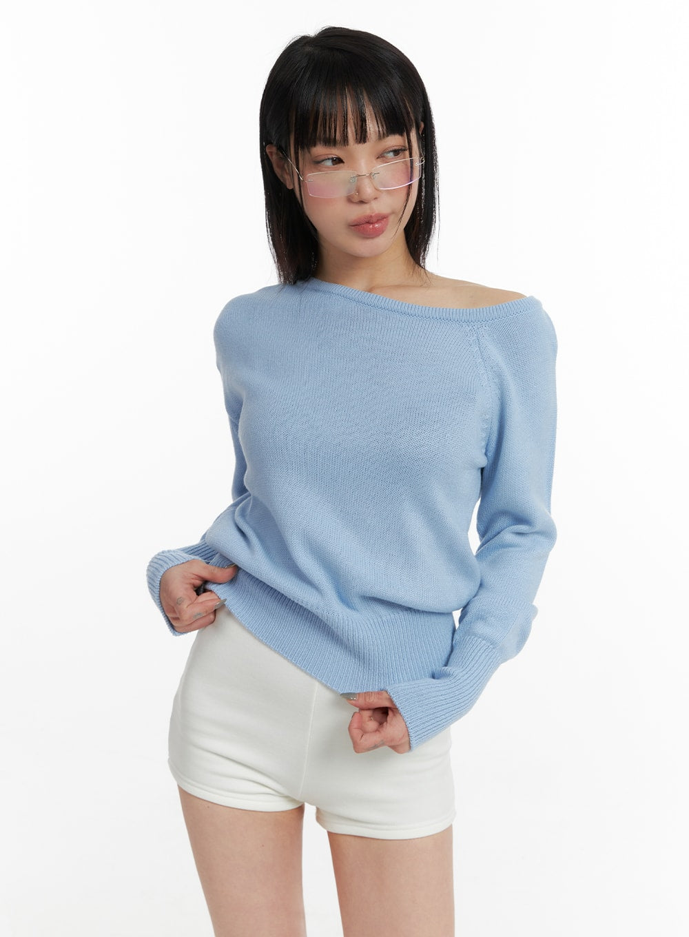 Off-Shoulder Knit Sweater IF423 - Korean Women's Fashion | LEWKIN